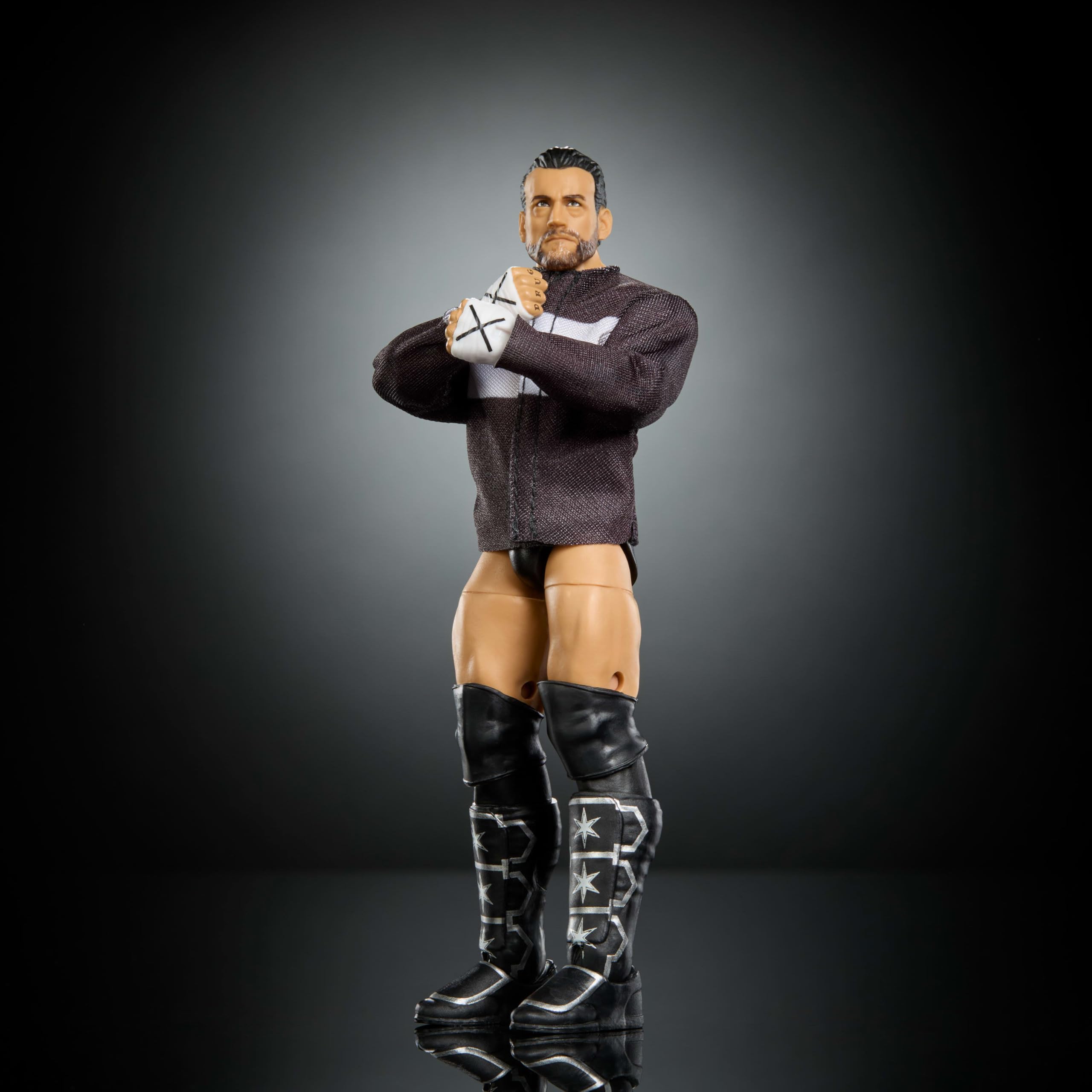 Mattel WWE Elite CM Punk in dynamic pose for display and play
