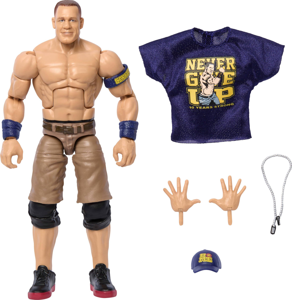 Mattel WWE Elite John Cena figure close-up with TrueFX detail for lifelike display