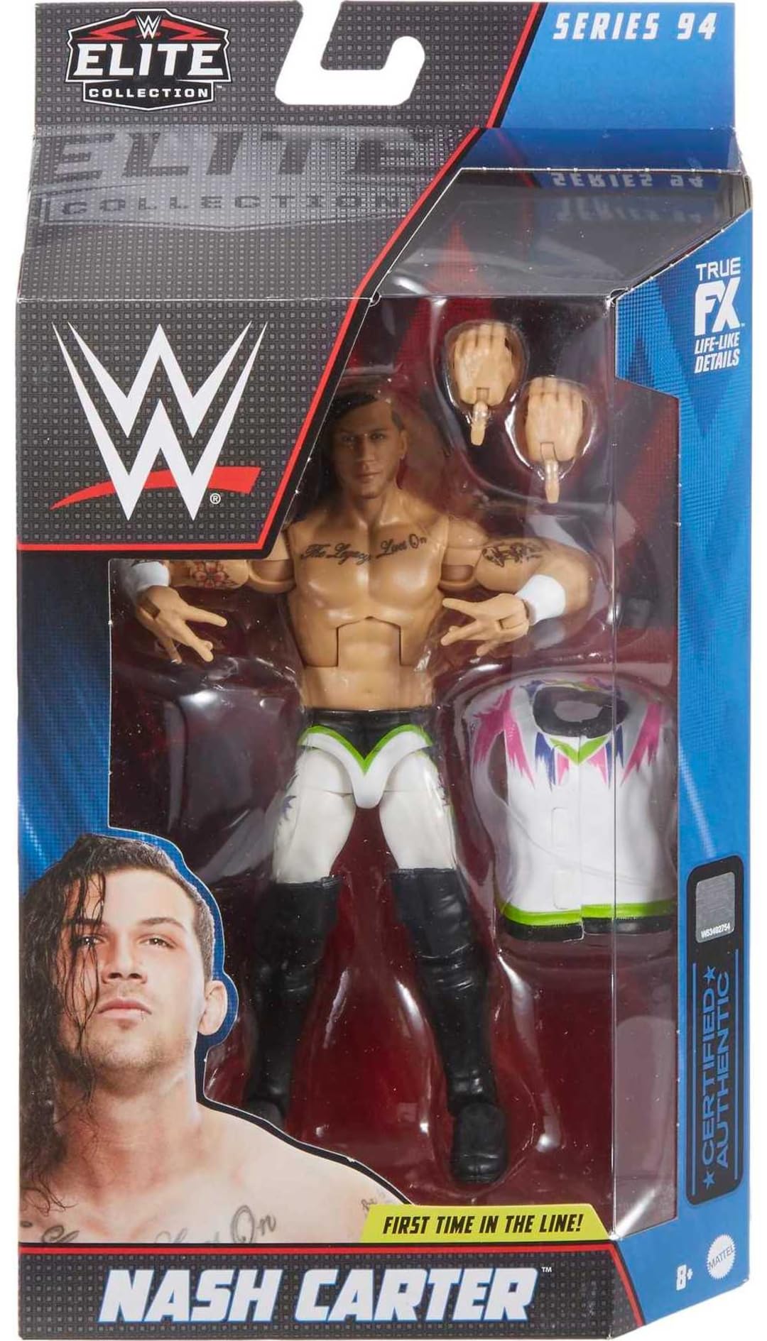 Nash Carter WWE Elite figure with deluxe articulation for dynamic poses.