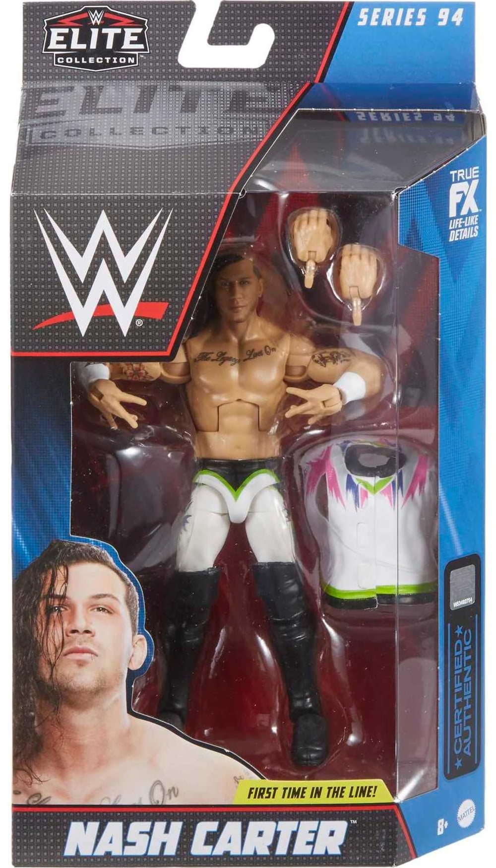 Nash Carter WWE Elite figure with deluxe articulation for dynamic poses.