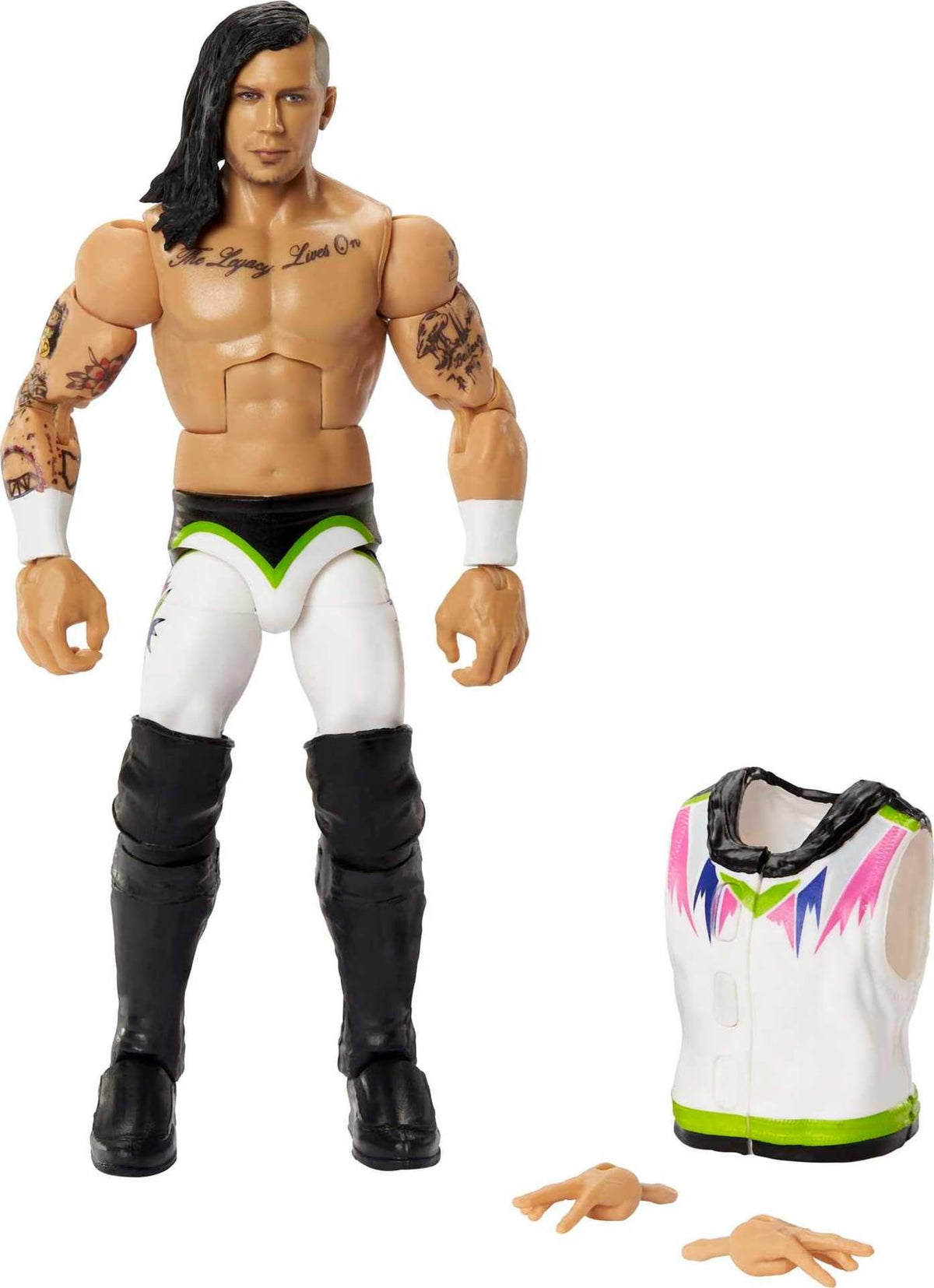 Mattel WWE Elite Nash Carter figure in front pose; ideal for display or action play.