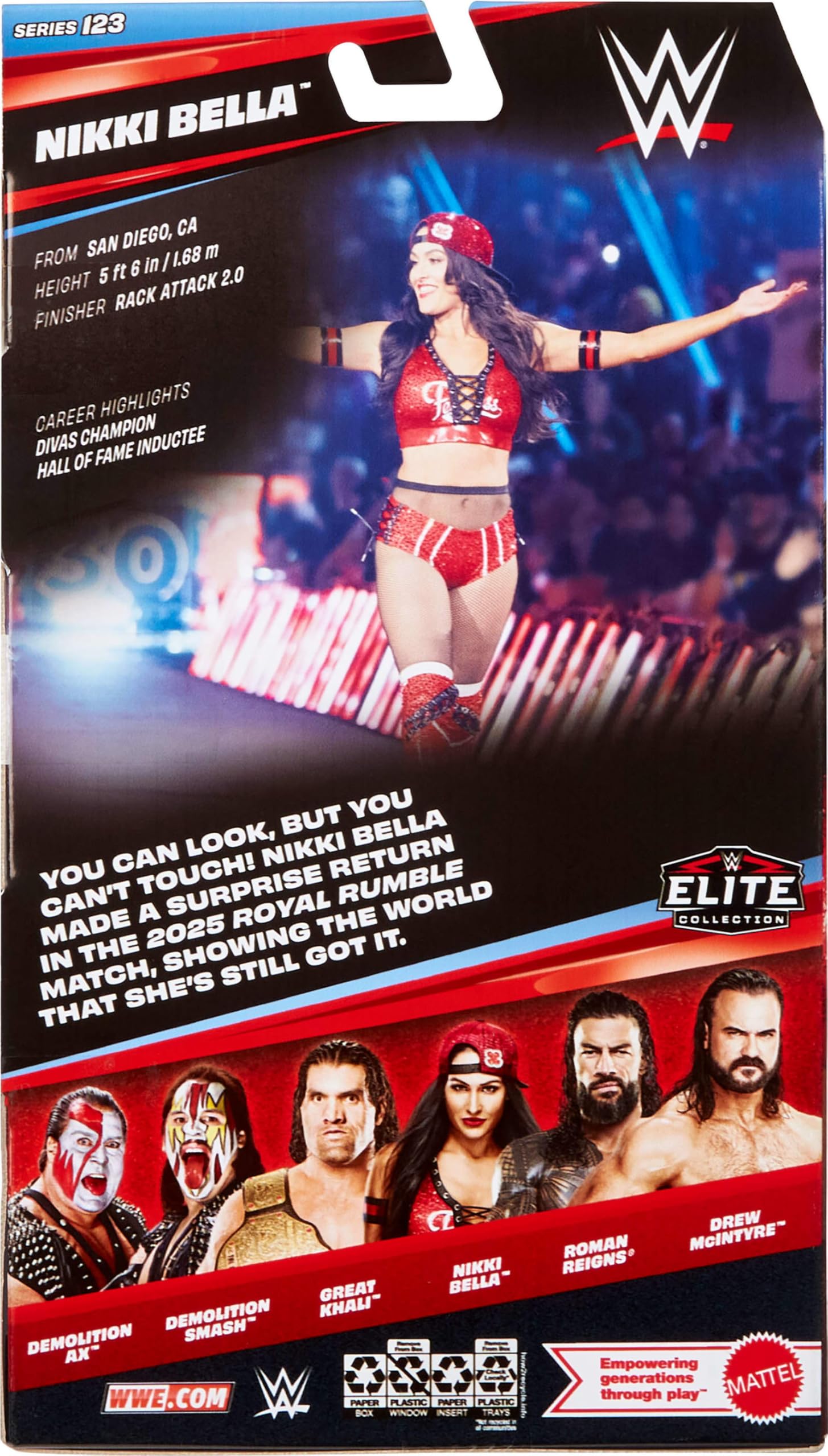 Collection-ready Nikki Bella figure suitable for shelf displays with WWE legends