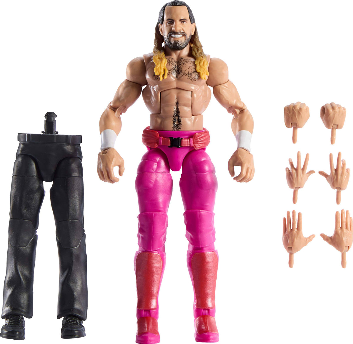 Mattel WWE Elite Seth Rollins figure with premium accessories for dynamic posing.