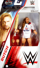 Mattel WWE Elite Series 110 Butch articulation highlight showing 25 movable joints for dynamic poses.