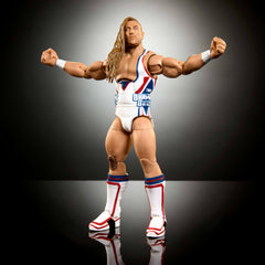 Mattel WWE Elite Series 110 Butch collectors display-ready pose options on a shelf.