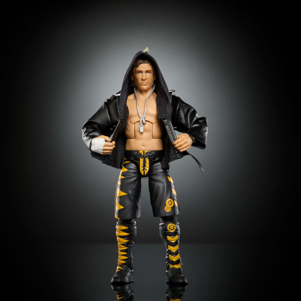 Mattel WWE Elite Chris Sabin figure includes iconic accessories for authentic play and display.