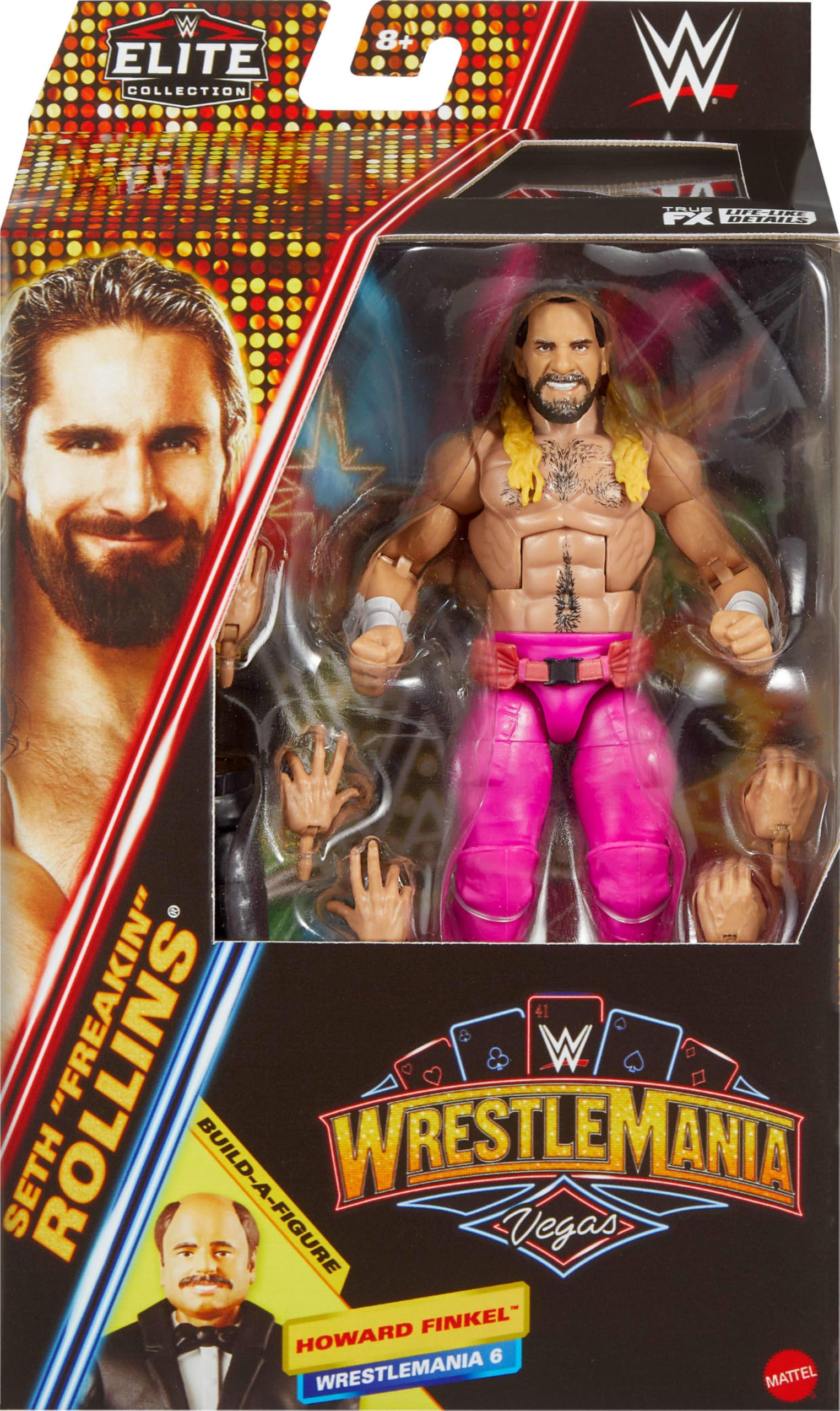 Interchangeable hands for action poses on the Seth Rollins figure.