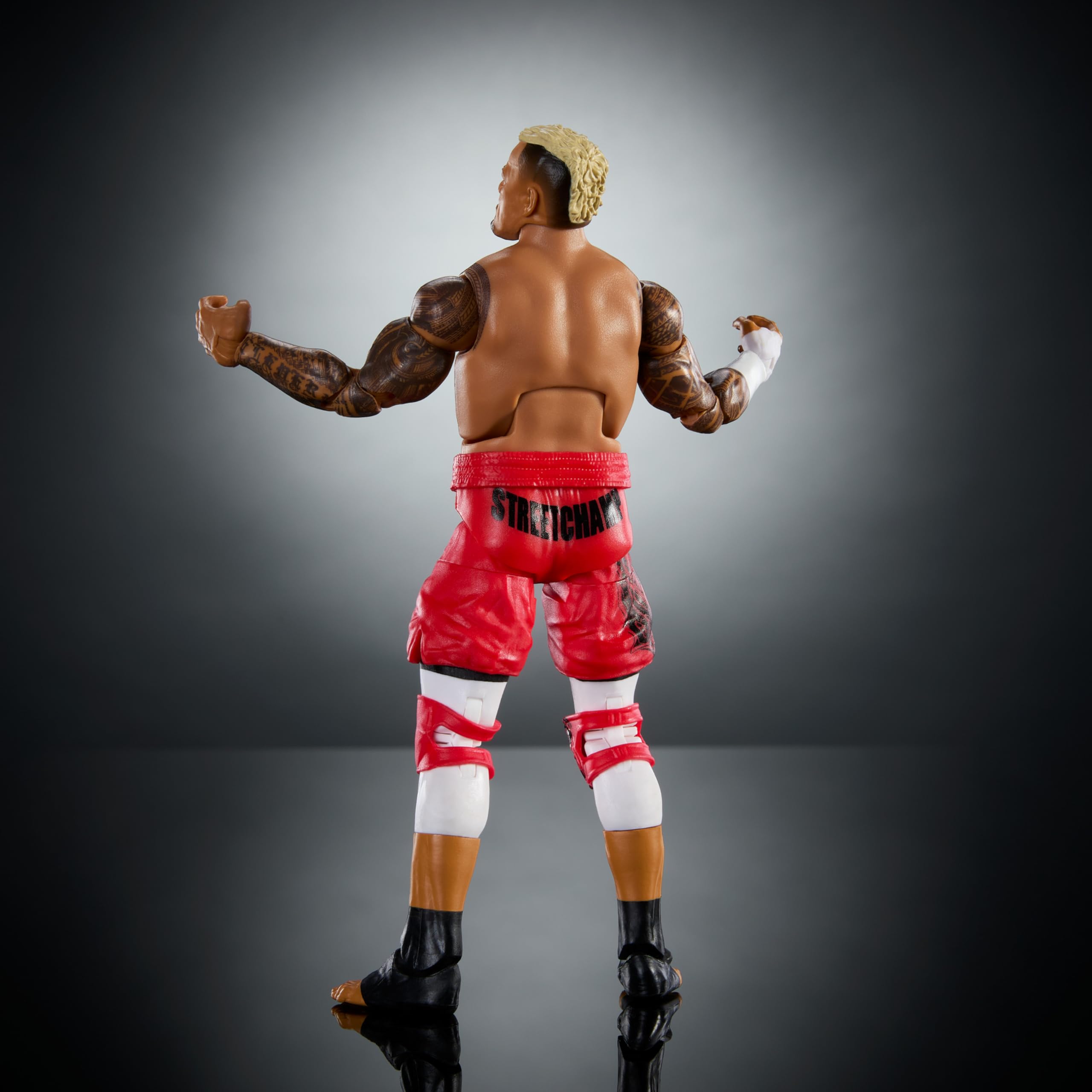 Mattel WWE Elite Solo Sikoa figure display-ready for shelf posing.