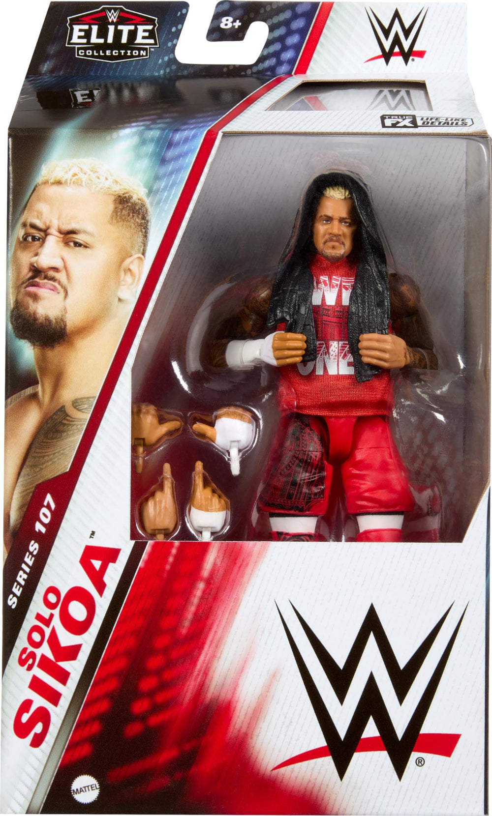 Mattel WWE Elite Solo Sikoa figure front view for display and collection.