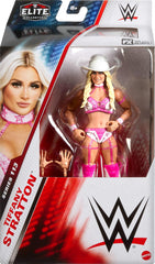 Mattel WWE Elite Tiffany Stratton figure side view highlighting poseability and detail