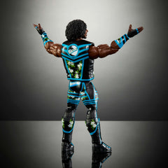 Xavier Woods Elite figure on a shelf showcasing 6-inch scale and display presence.