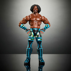 Packaging and display-ready Xavier Woods figure as part of a WWE Elite collection.