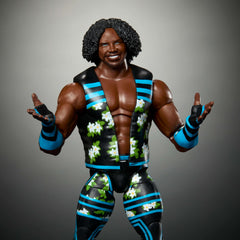 Mattel WWE Elite Xavier Woods figure with swappable hands for varied poses.