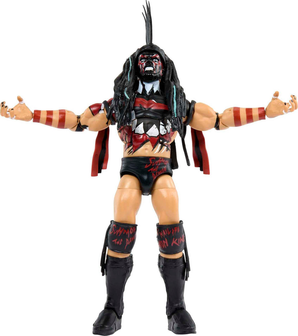Mattel Finn Balor Elite TrueFX detailing enhances lifelike realism.