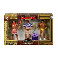 Mattel WWE The Rock three-figure pack front view, ideal for display and collection