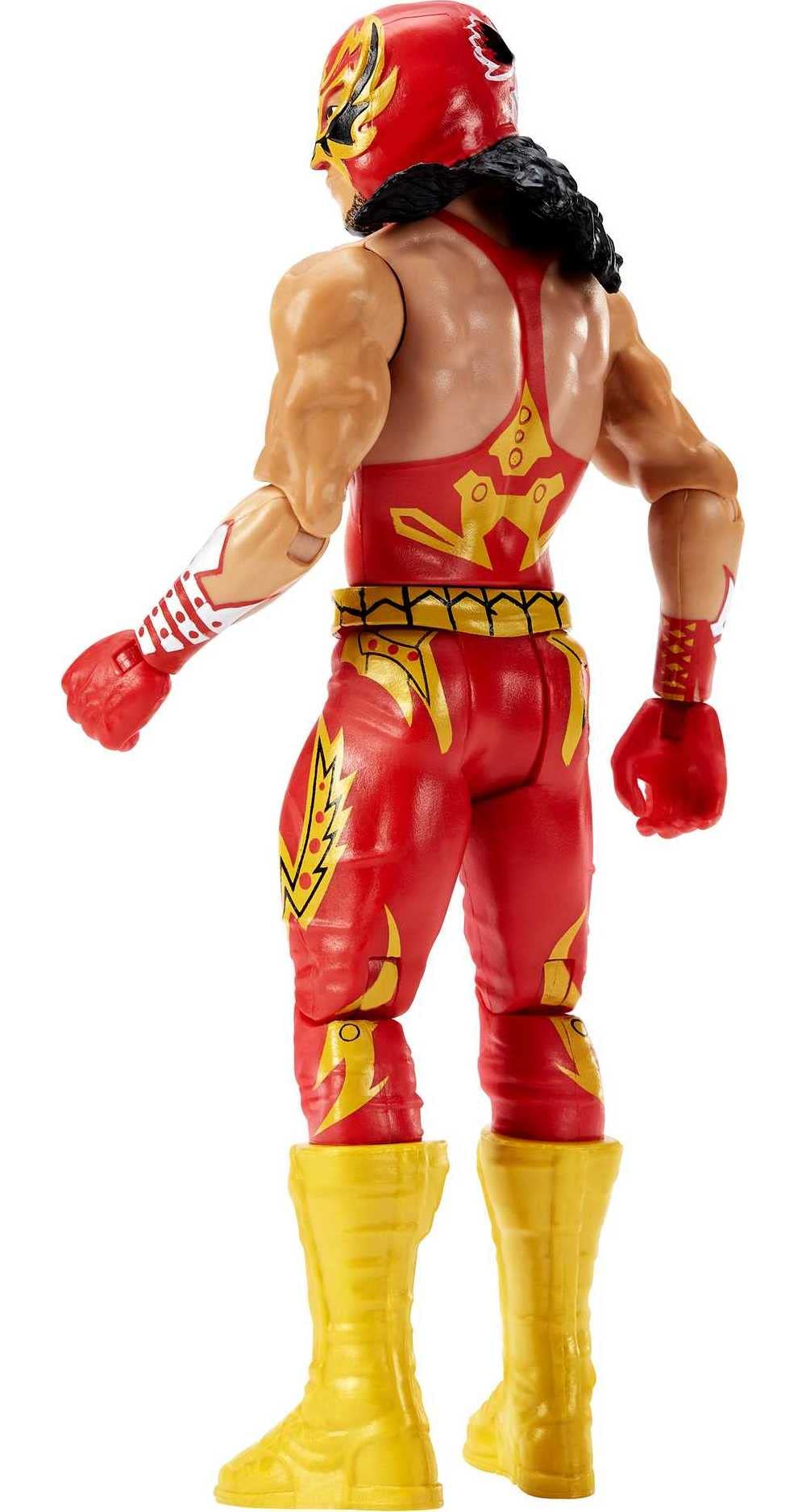 Mattel WWE Gran Metalik authentic ring gear enhances realistic display.