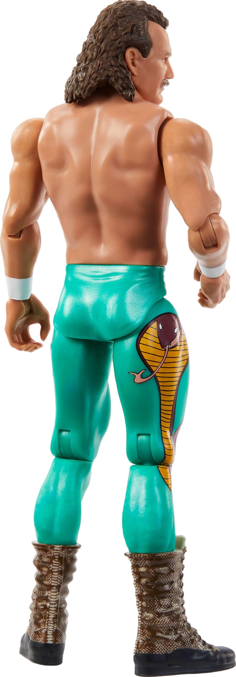 Authentic ring gear on Mattel Jake Roberts figure for true-to-show presentation.
