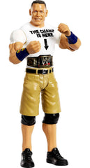 Mattel WWE John Cena figure front view, showing 10 point articulation for dynamic poses