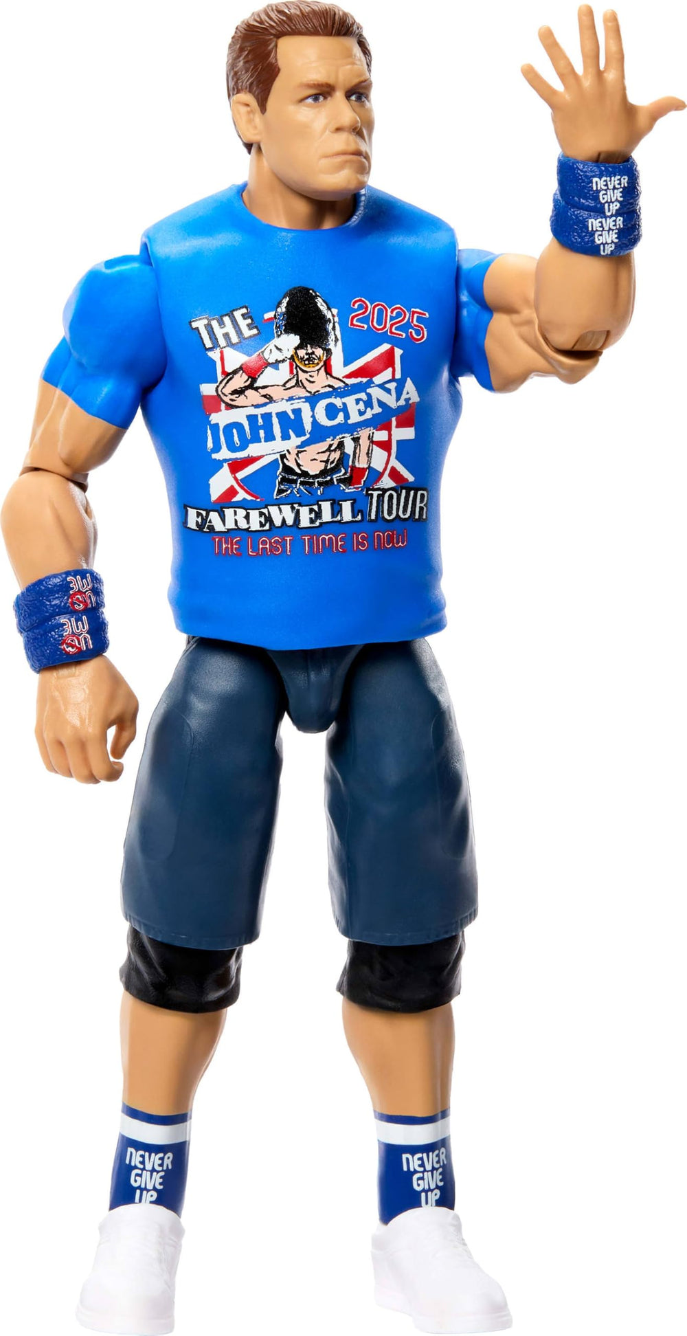 Ring gear detail captures authentic WWE look for immersive play.