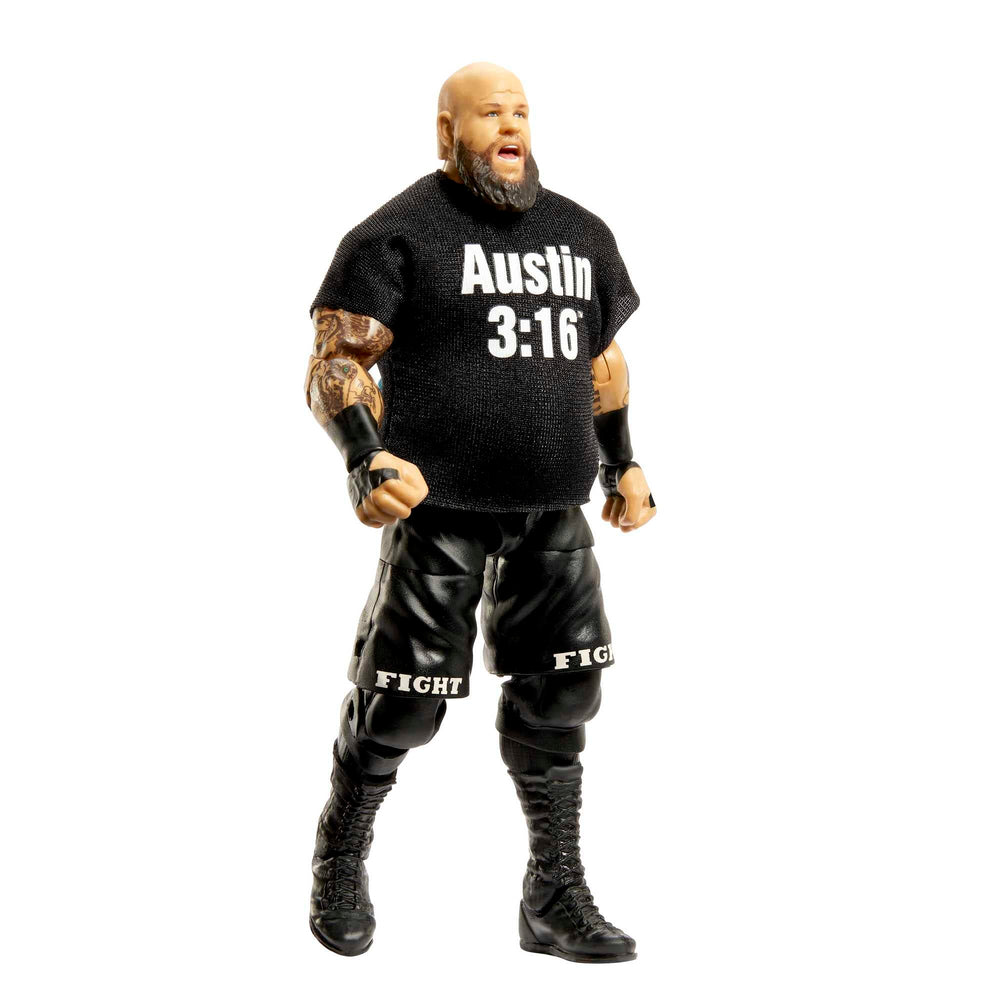 Mattel WWE Kevin Owens Elite figure in side pose showing adjustable articulation.