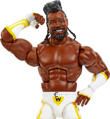 Mattel WWE King Woods Elite figure with twentyfive-points articulation for poseability.