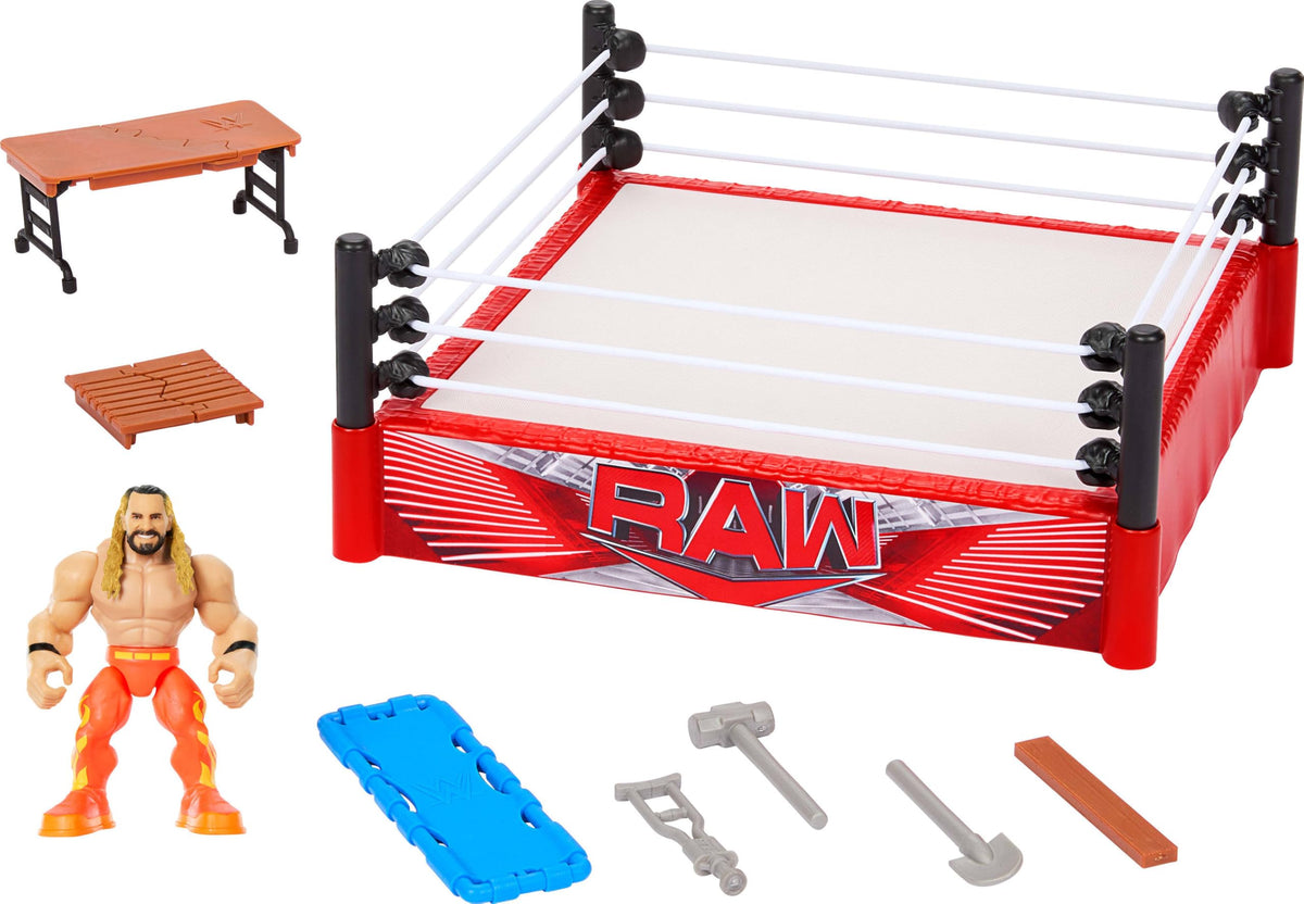 Mattel WWE Knuckle Crunchers Rebound Ring setup for dynamic play