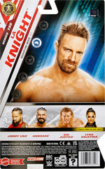 Mattel WWE LA Knight Main Event Series packaging displays for collectors
