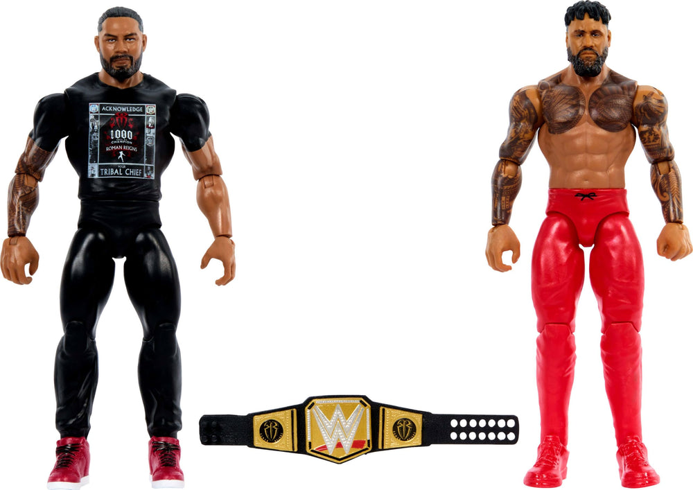 Mattel WWE Main Event championship belt included for dramatic battles.