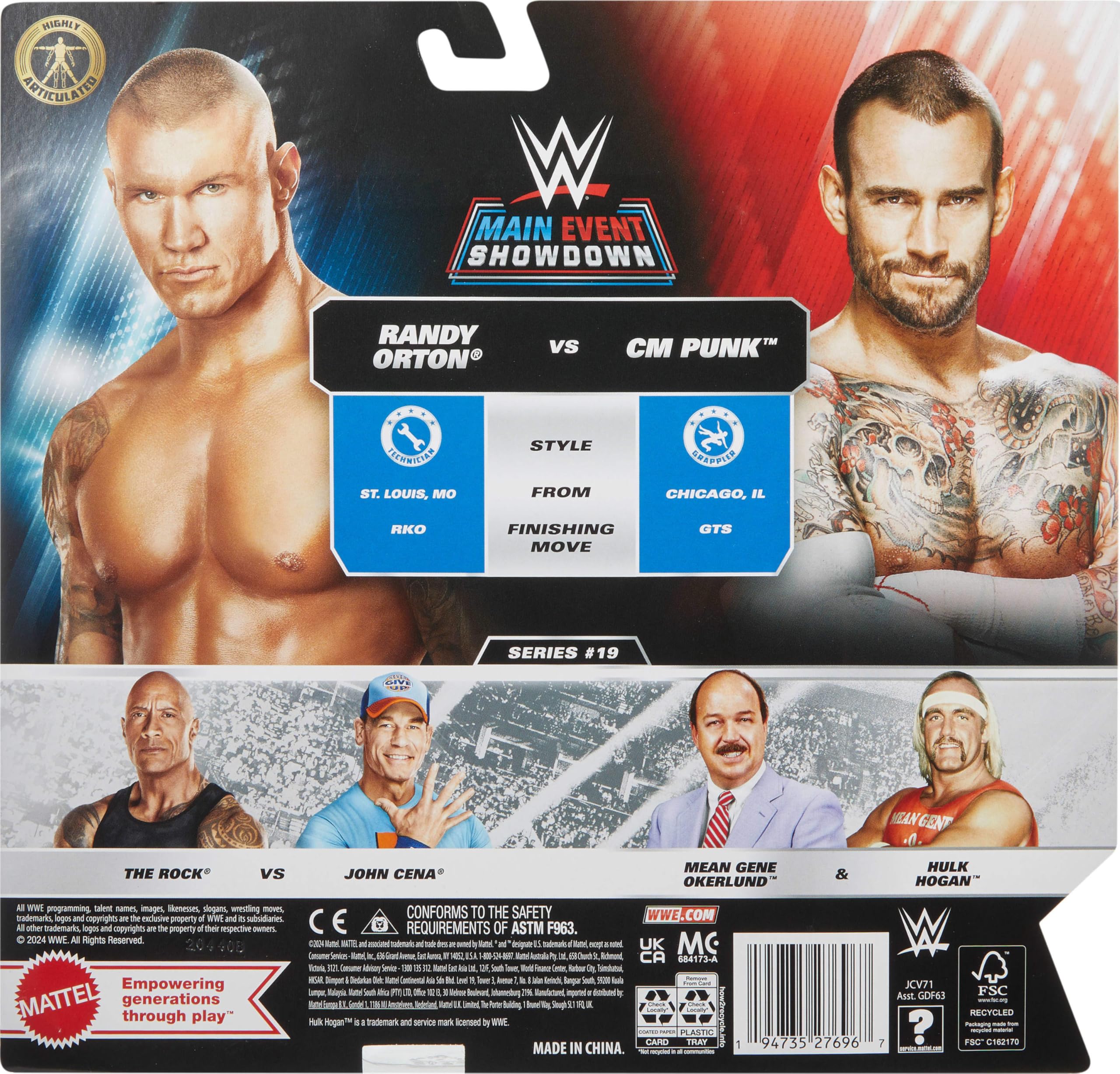 Mattel WWE CM Punk vs Randy Orton 2-Pack ideal for collection displays and play