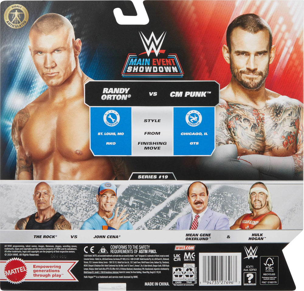 Mattel WWE CM Punk vs Randy Orton 2-Pack ideal for collection displays and play