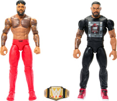Mattel WWE Main Event Roman Reigns and Jey USO front view for dynamic display and play.