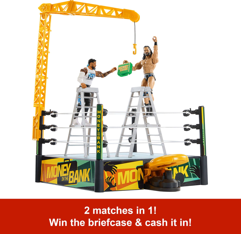 Mattel WWE Money in the Bank playset delivers immersive 40+ sounds and phrases.