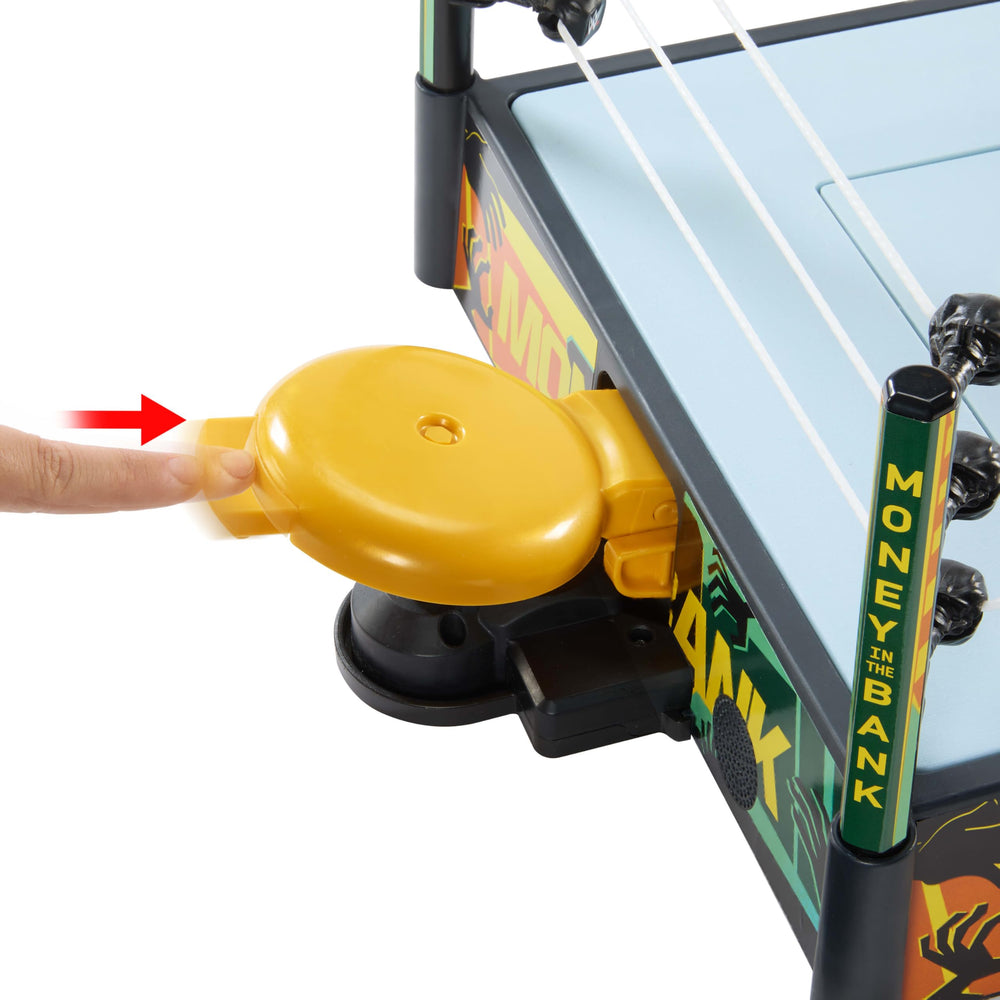 Mattel WWE Money in the Bank playset includes quick setup accessories.