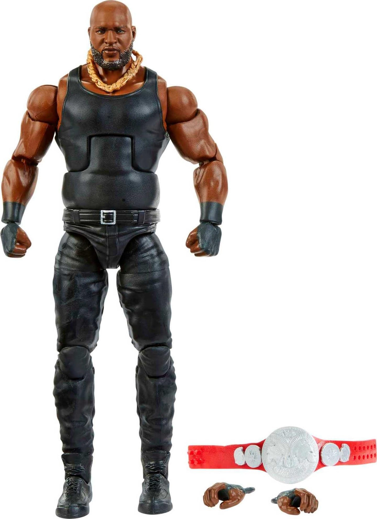 Mattel WWE Omos Elite figure, front view, ideal for display and posing.