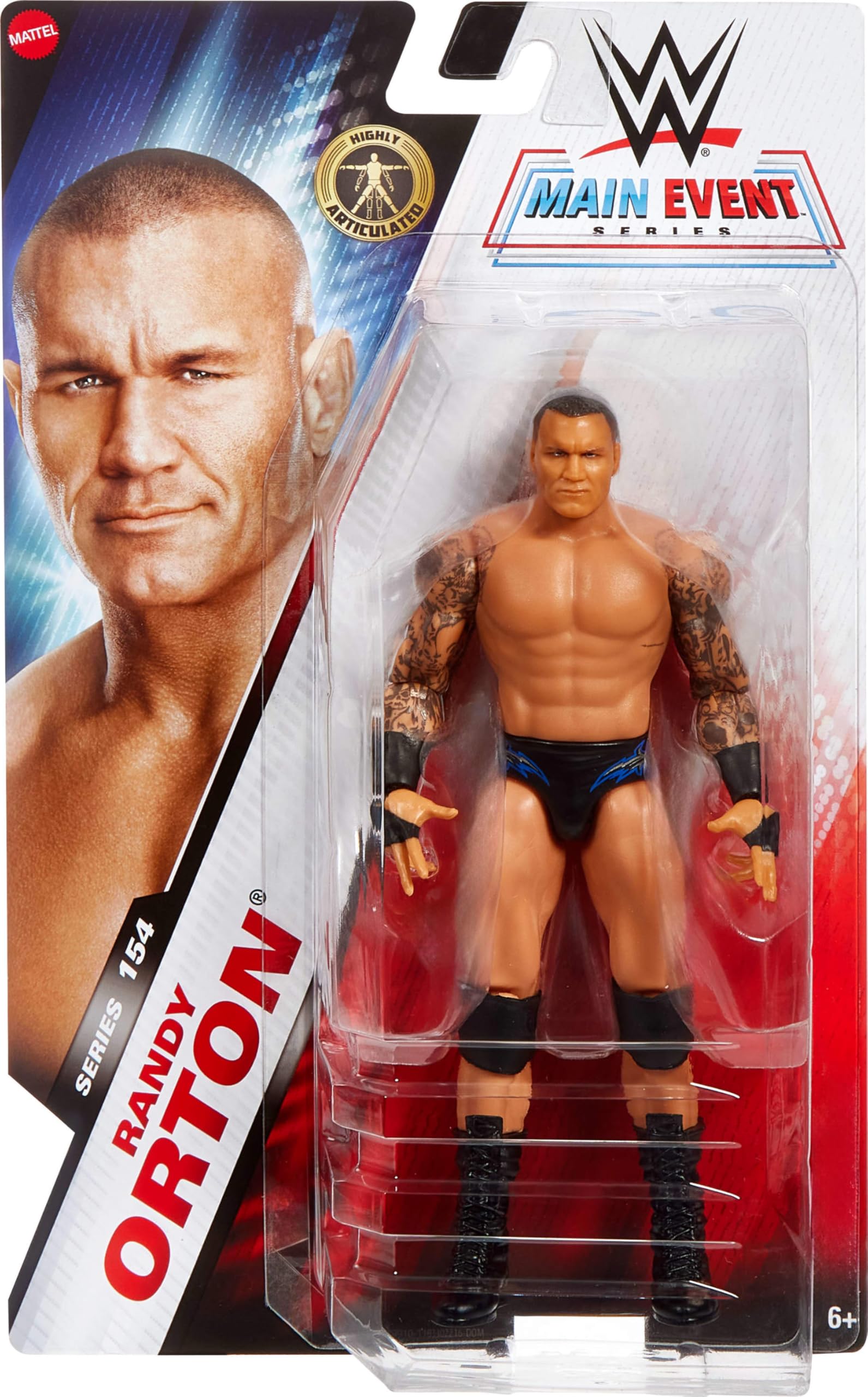 Mattel WWE Randy Orton figure pose illustrating dynamic play potential at 6-inch scale.