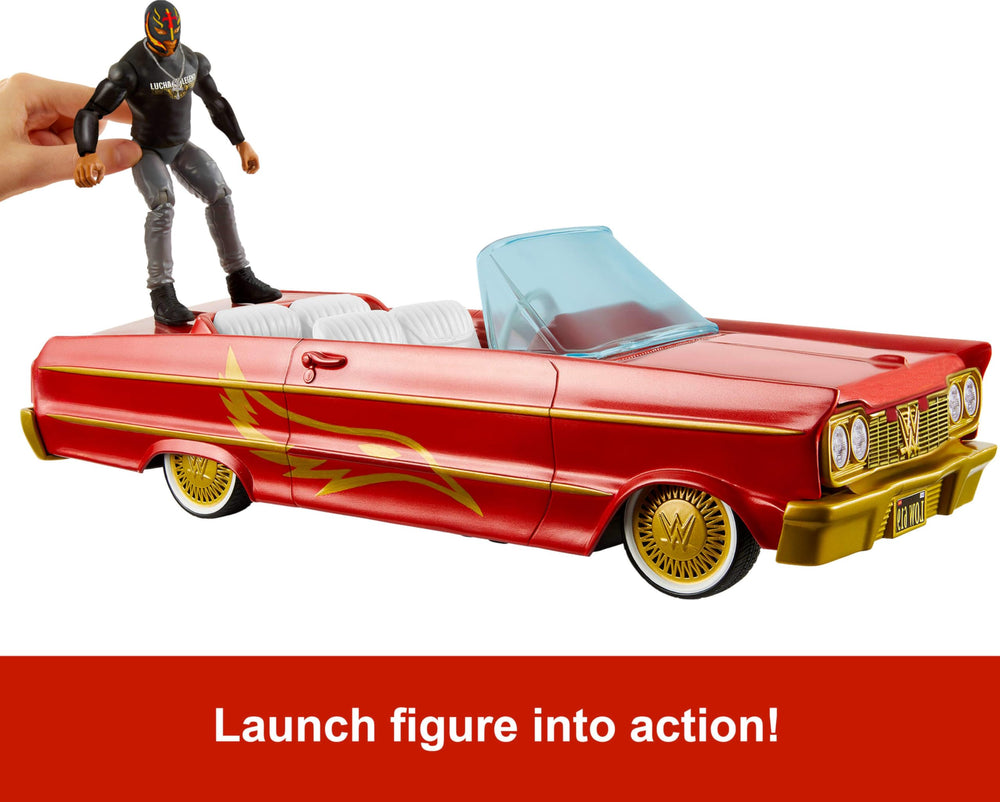 Mattel WWE Rey Mysterio launching action lets fans recreate high-fly moments.