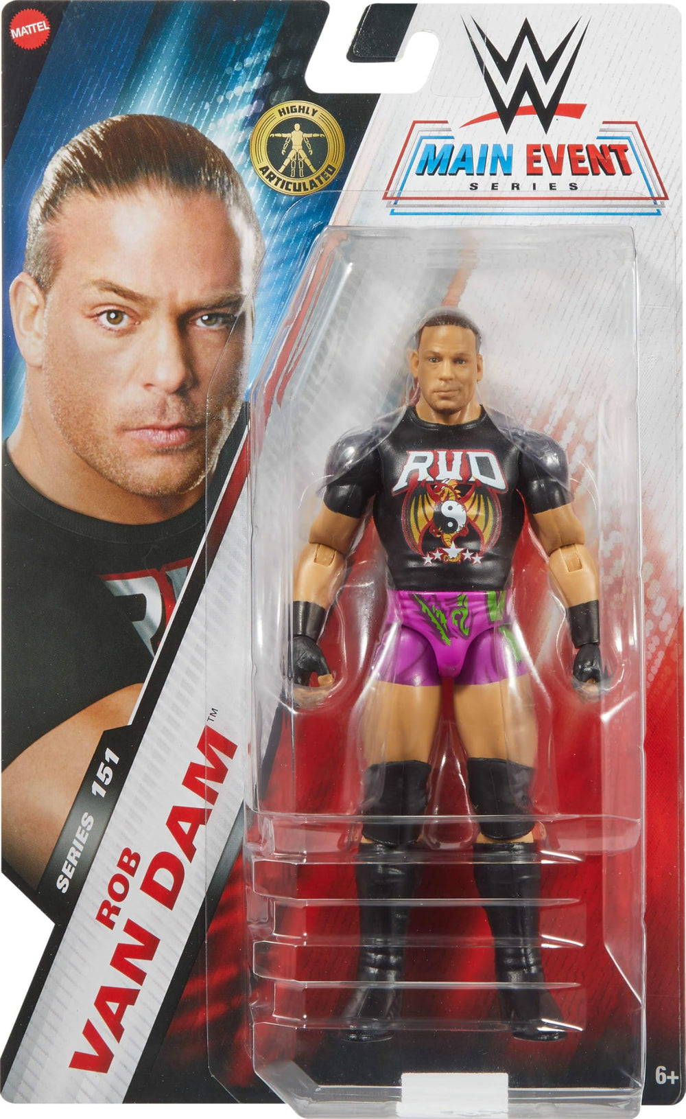 Mattel WWE Rob Van Dam with 10-point articulation for dynamic posing.