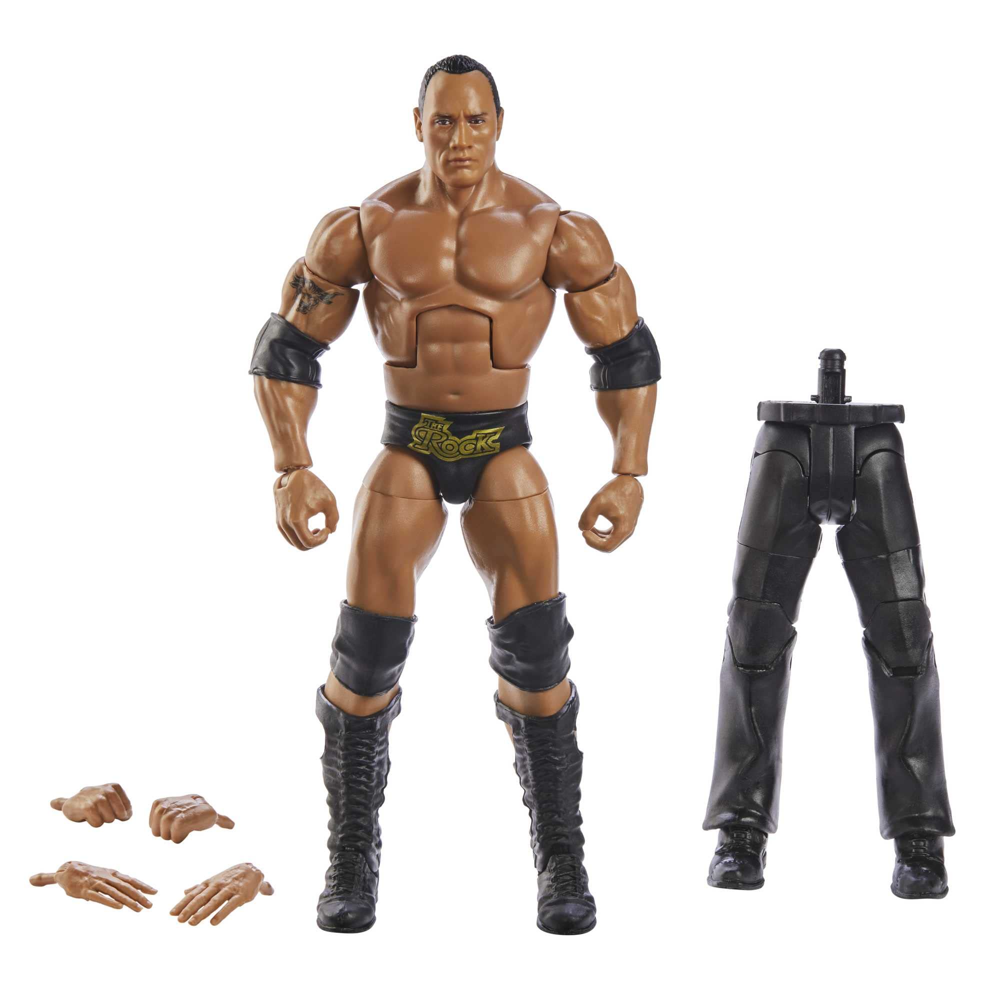 Mattel WWE The Rock WrestleMania Elite 6-inch figure for dynamic posing and display.