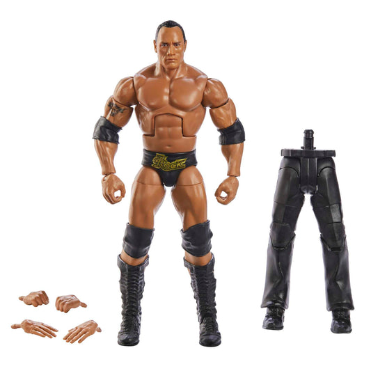 Mattel WWE The Rock WrestleMania Elite 6-inch figure for dynamic posing and display.