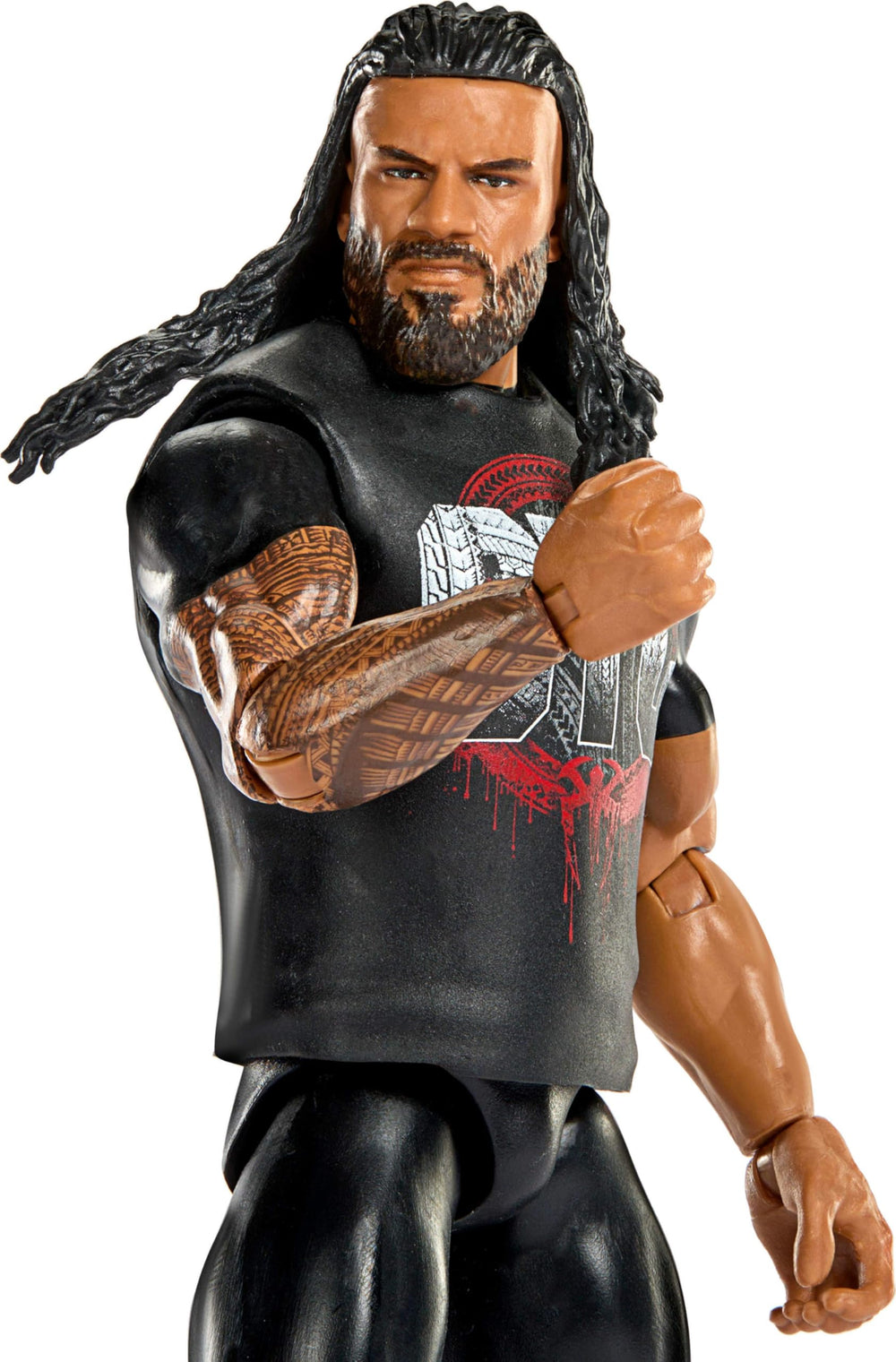 Mattel WWE Roman Reigns main event figure face detail captures life-like facial expression