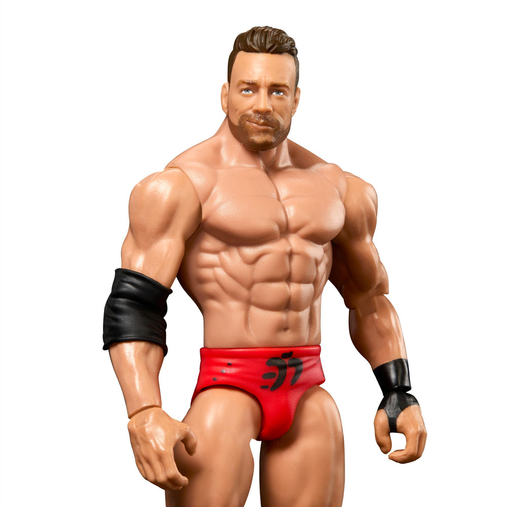 Mattel WWE LA Knight ring gear detail for authentic on-display setup.