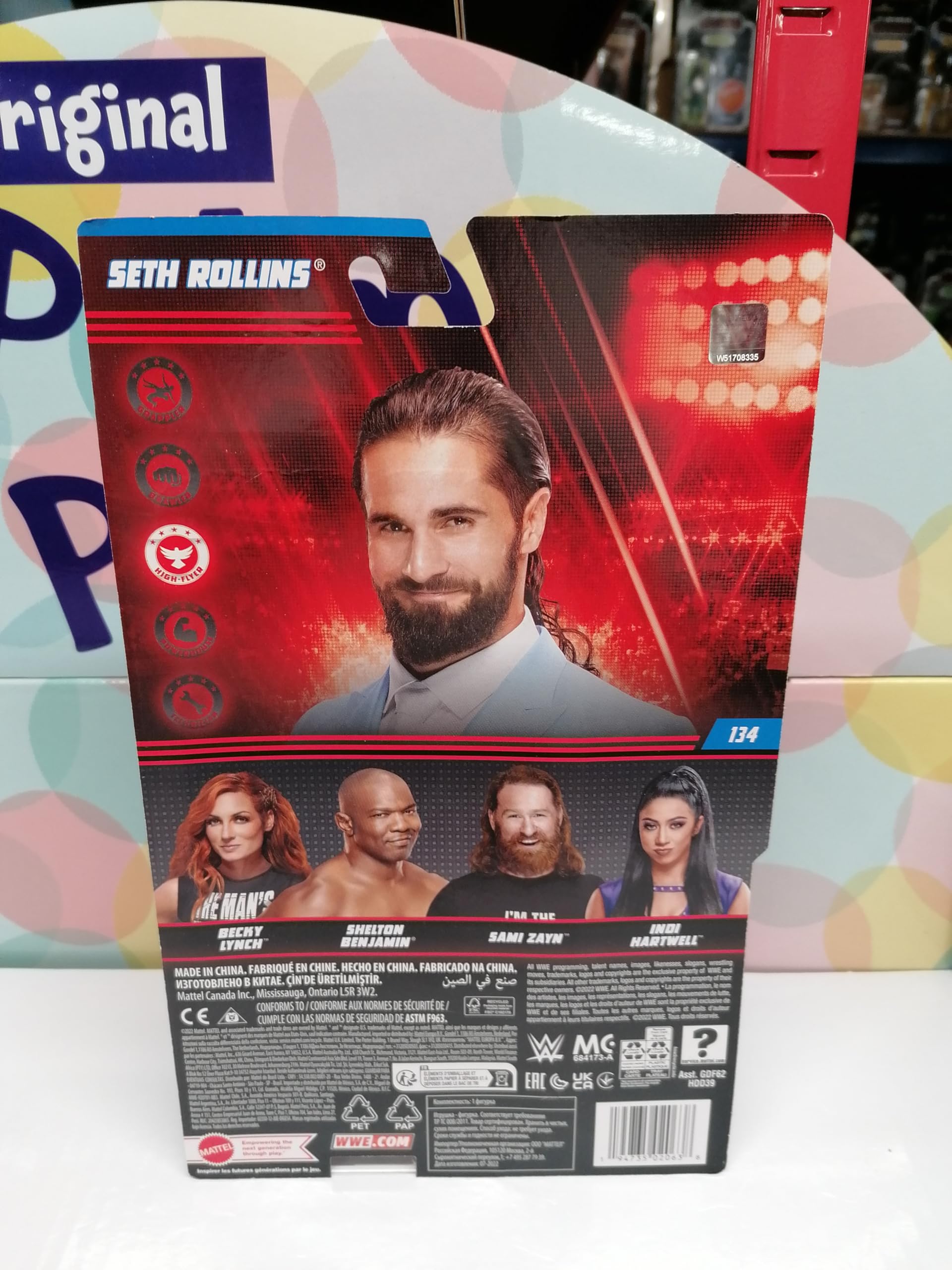 Mattel WWE Seth Rollins detailed sculpt for display-worthy collection.