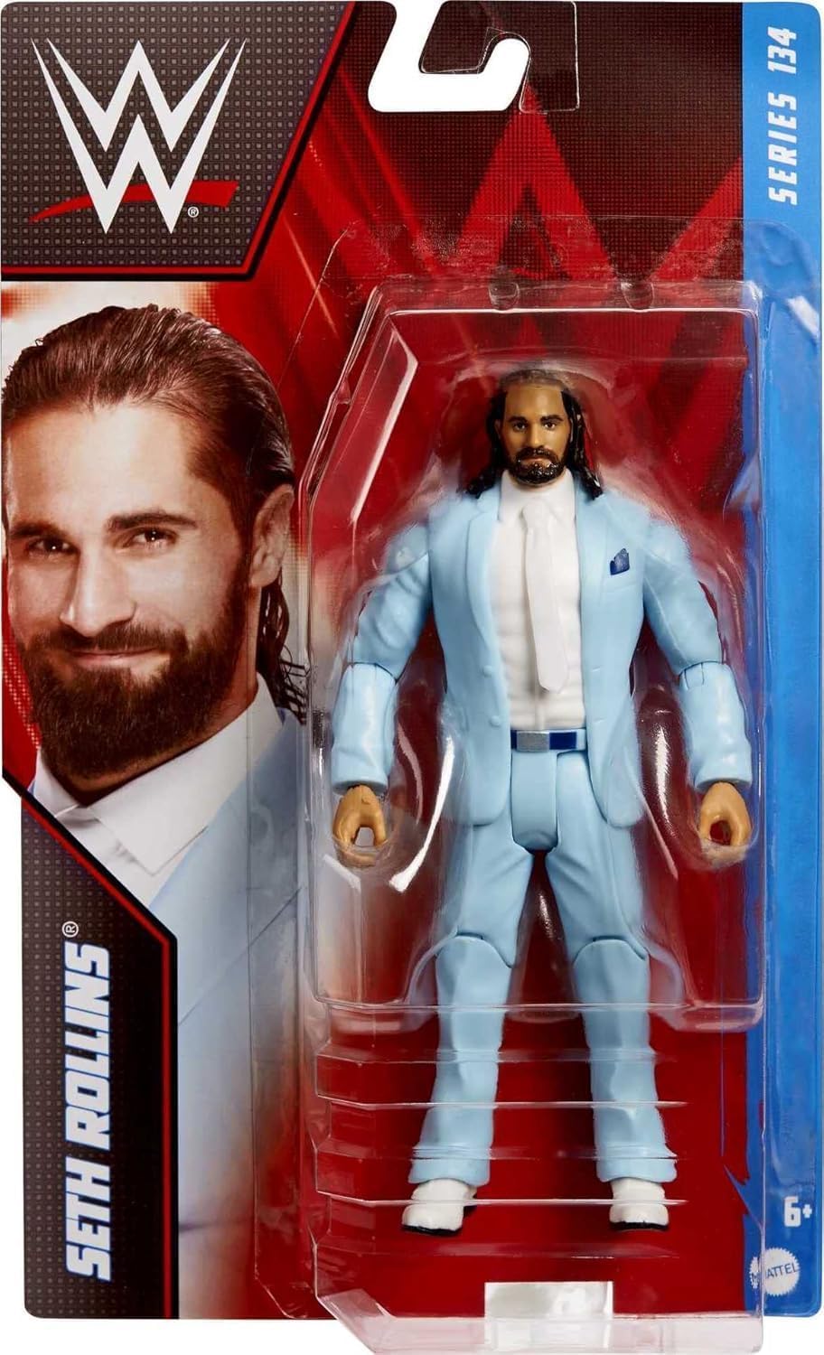 Mattel WWE Seth Rollins six-inch figure with authentic sculpt for dynamic play.