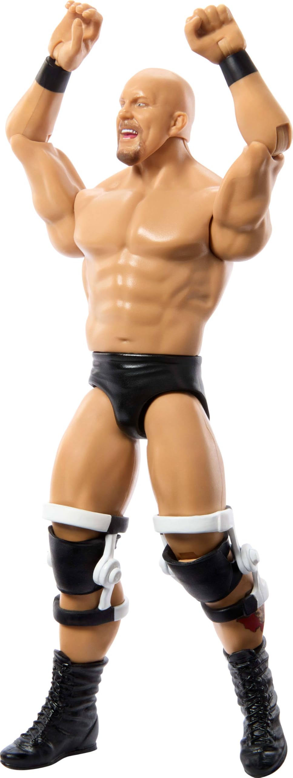 Mattel WWE Stone Cold Steve Austin 6-inch figure front view with authentic ring gear for display.