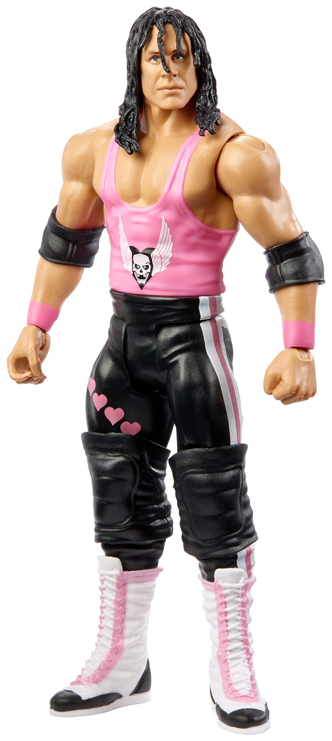 Mattel WWE SummerSlam Bret Hart action figure front view with classic ring gear.