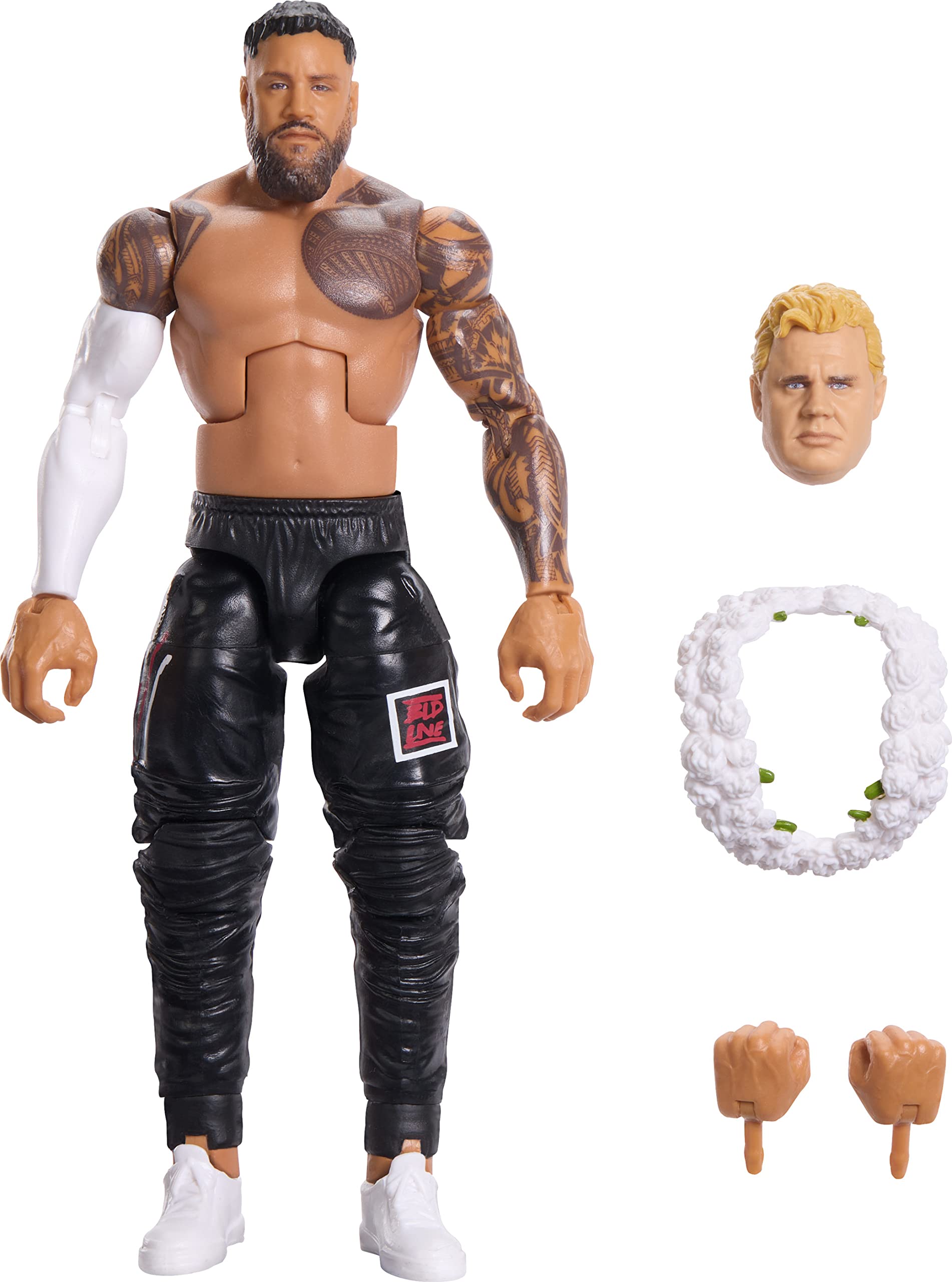 Mattel WWE Jey Uso SummerSlam figure displayed at 6-inch height for bold shelf presence.
