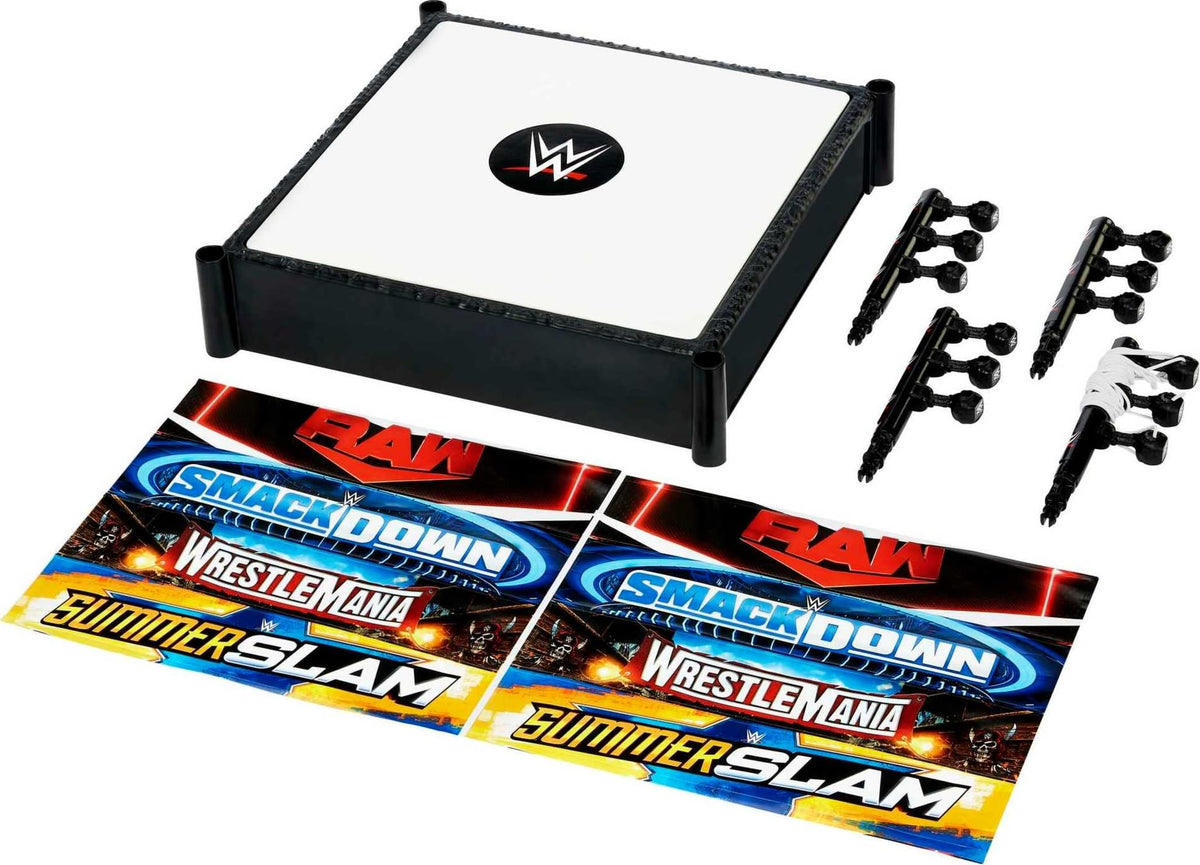 Mattel WWE Superstar Ring center stage for immersive battles.