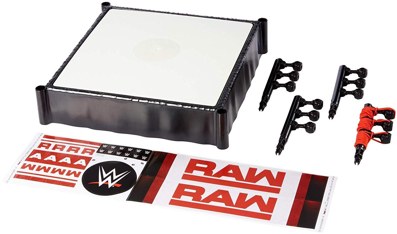 Mattel WWE Superstar Ring with spring-loaded mat boosts bounce for dramatic takedowns.