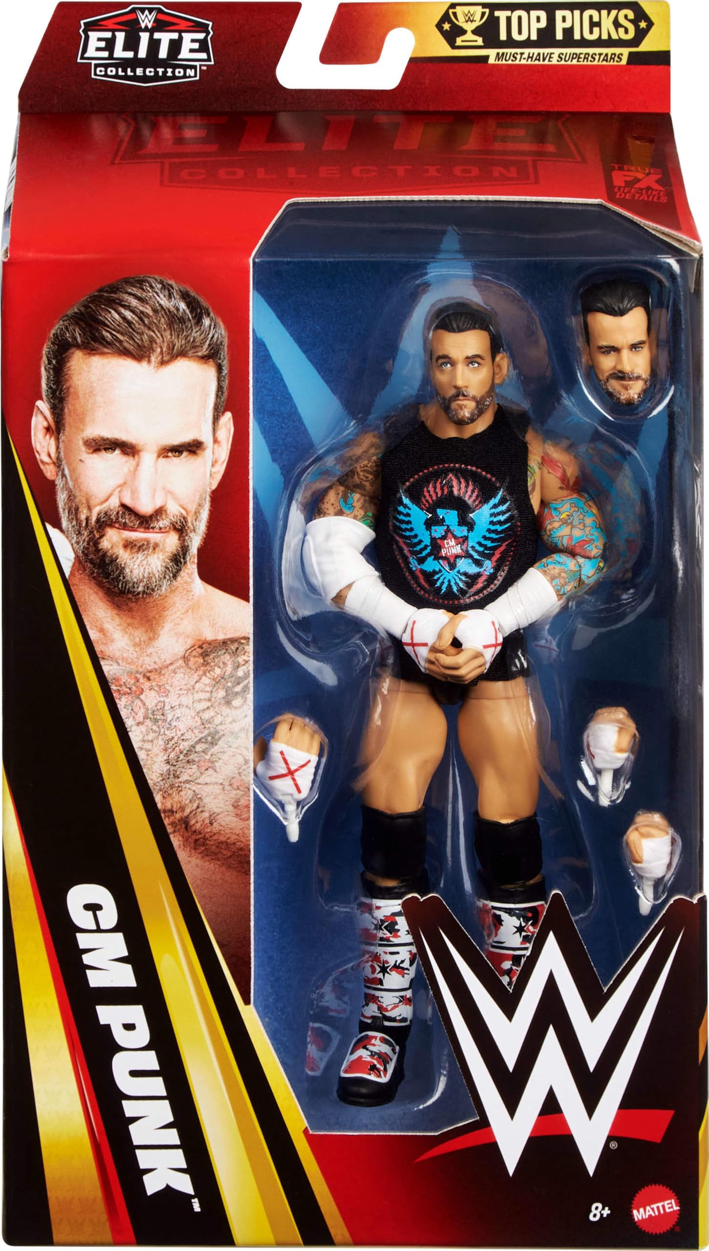 CM Punk swappable hands and gear for versatile posing and display.