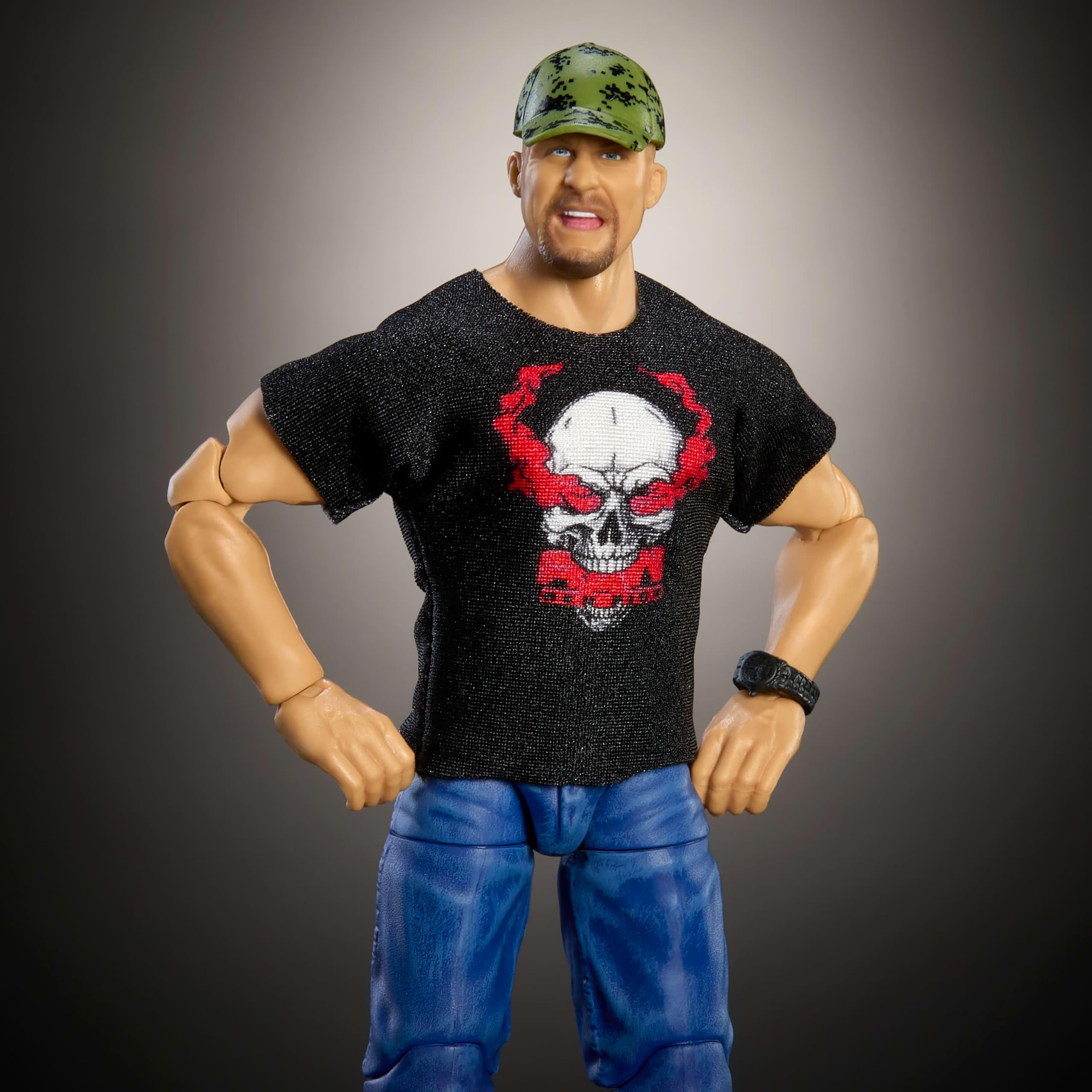 Mattel WWE Top Picks ring gear details reflecting authentic attire for storytelling